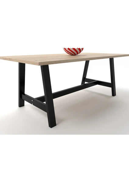 Yemek Masası Ayağı Metal Masa Ayağı Orta Destekli Masa Ayağı 70X73X130 cm Siyah Renk